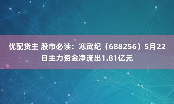 优配货主 股市必读：寒武纪（688256）5月22日主力资金净流出1.81亿元