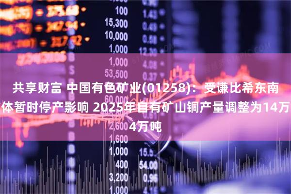共享财富 中国有色矿业(01258):受谦比希东南矿体暂时停产影响 2025年自有矿山铜产量调整为14万吨